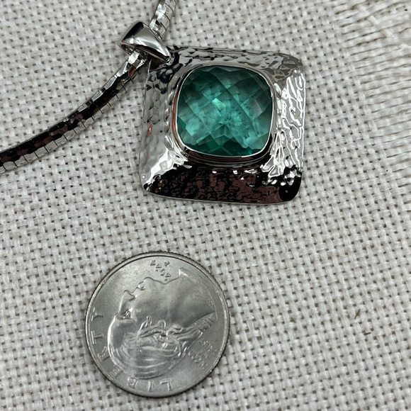 925 Italy Platinum Over Sterling Silver Hammered Pendant Necklace – 26.2g - Picture 6 of 17